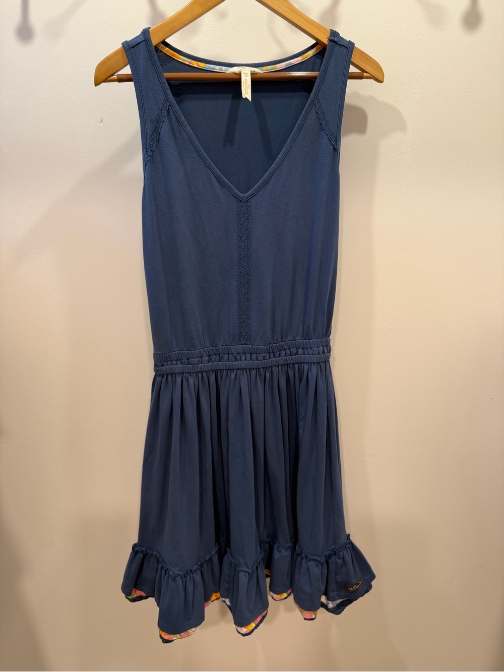 MATILDA JANE Swing Time Navy Blue Floral Ruffle Mini Dress Boho, Medium - Picture 2 of 5